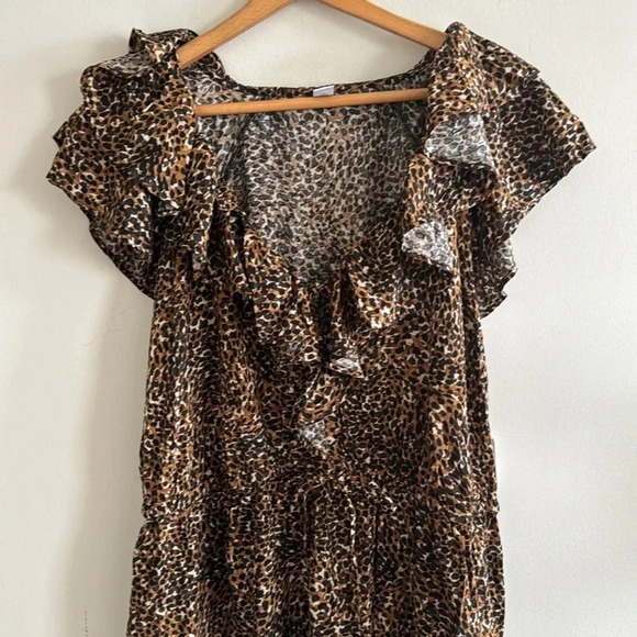 Old navy leopard print plus size waist-Defined Ruffle-Trim Mini Dress size 2X - Picture 4 of 9